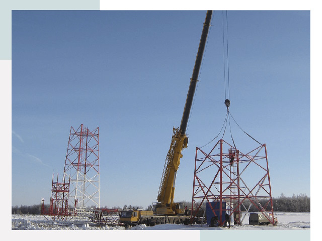 Монтаж вышек связи в бору